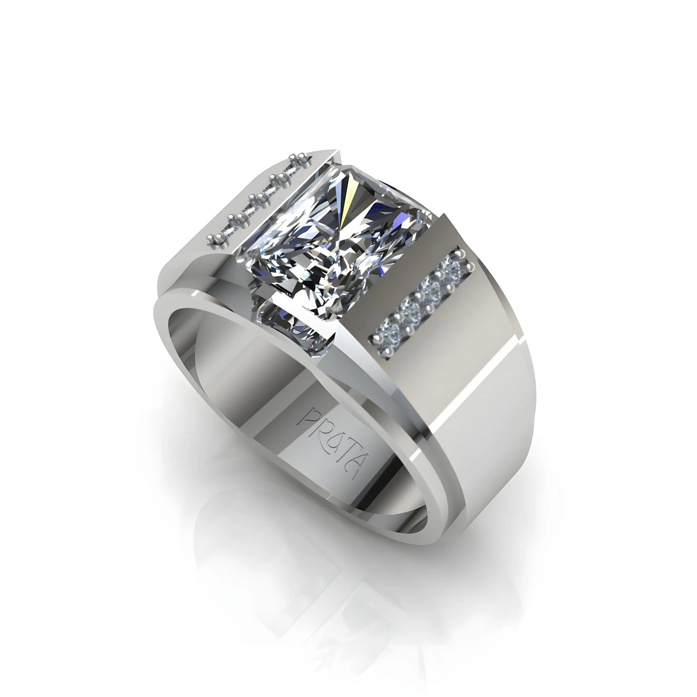 APEX MOISSANITE SIGNET WEDDING BAND PRATA JEWLZ