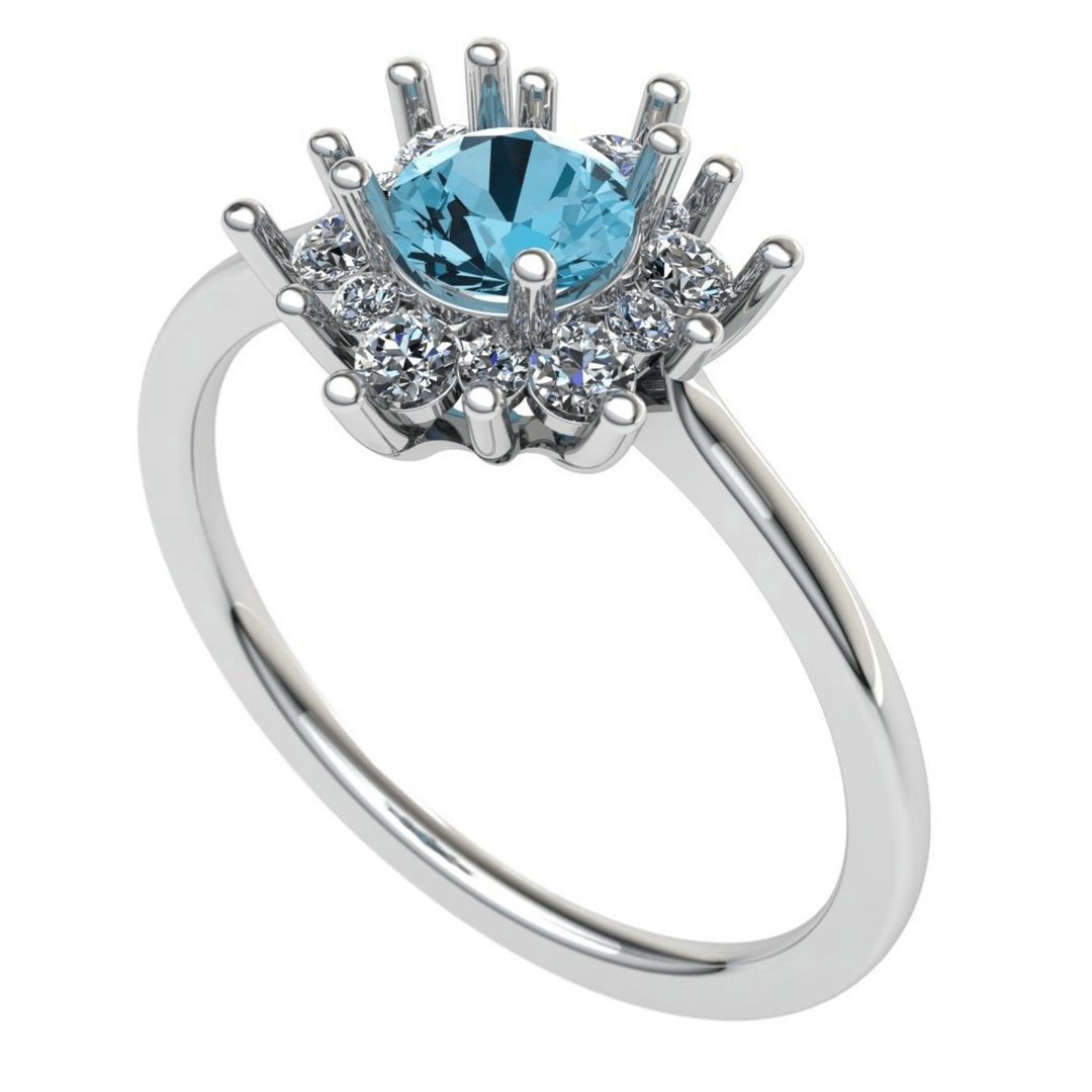 Aqua Zircon Ring Prata Jewlz