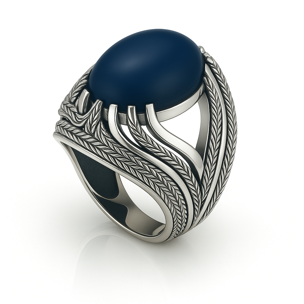 BLUE AGATE STONE RING Prata Jewlz