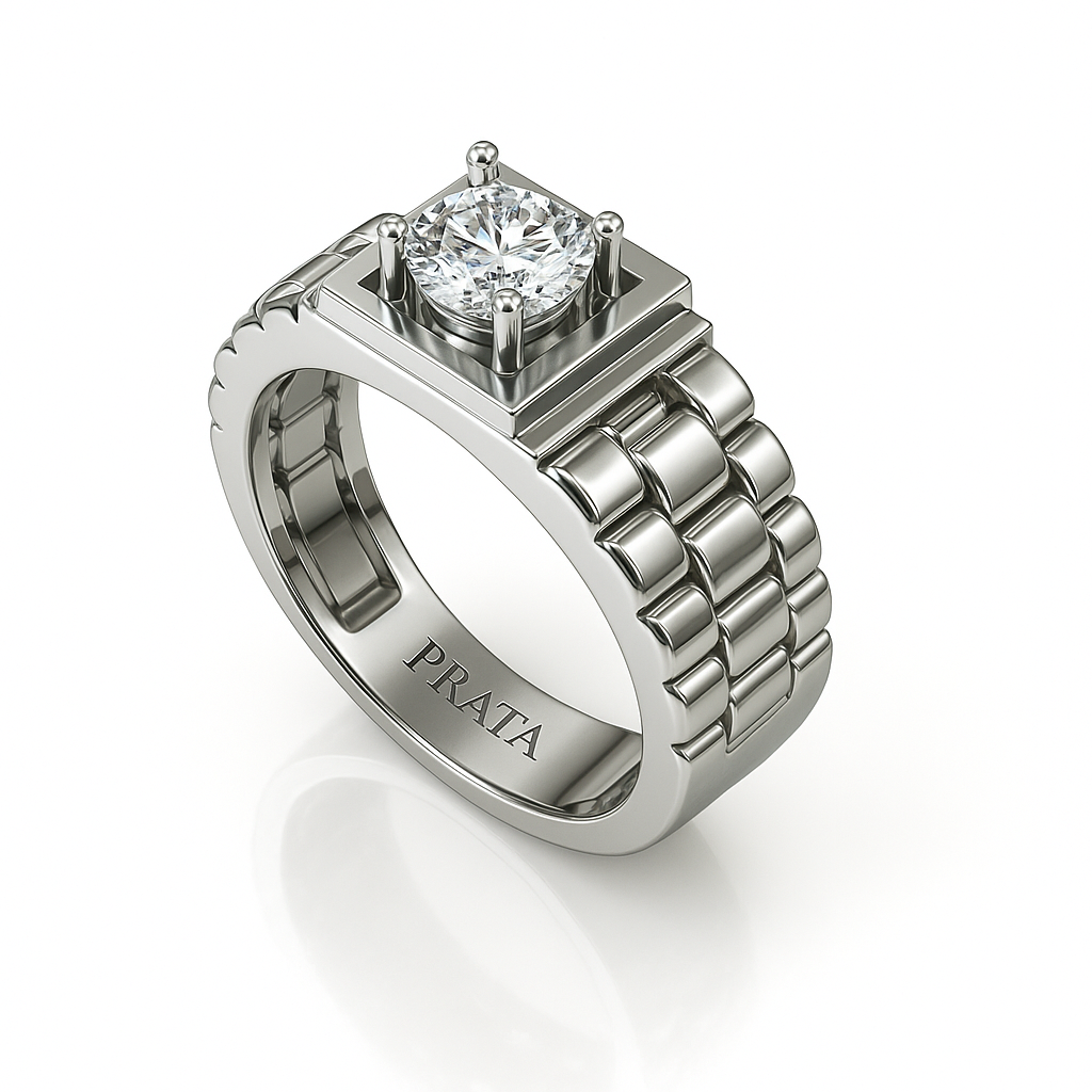 CHAINLINK ELEGANCE MOISSANITE RING Prata Jewlz