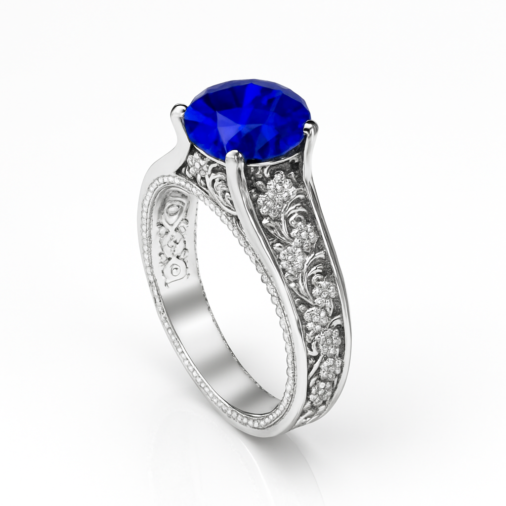 Luxury Sapphire Bridal Ring Prata Jewlz