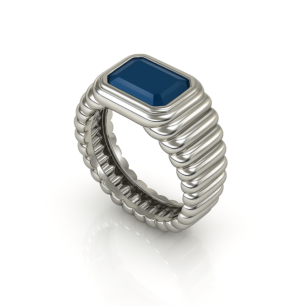 DIAMOND-CUT BLUE ZIRCON RING Prata Jewlz