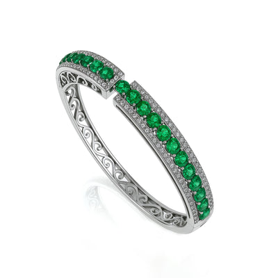 EMERALD BLOOM SILVER BANGLE Prata Jewlz