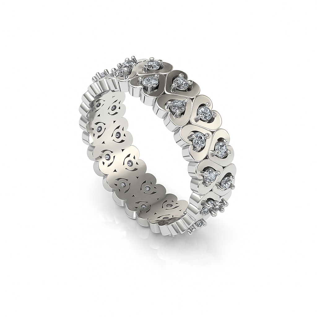 Heart‑Shaped Diamond Band Prata Jewlz