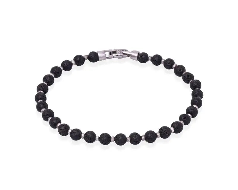 LAVA BEADED SILVER BRACELET Prata Jewlz