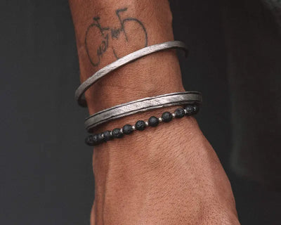 LAVA BEADED SILVER BRACELET Prata Jewlz