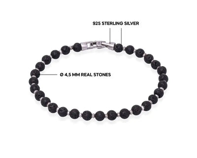 LAVA BEADED SILVER BRACELET Prata Jewlz