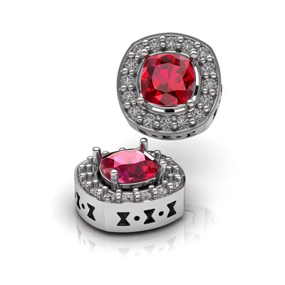 RED MAJESTY RUBY STUDS Prata Jewlz