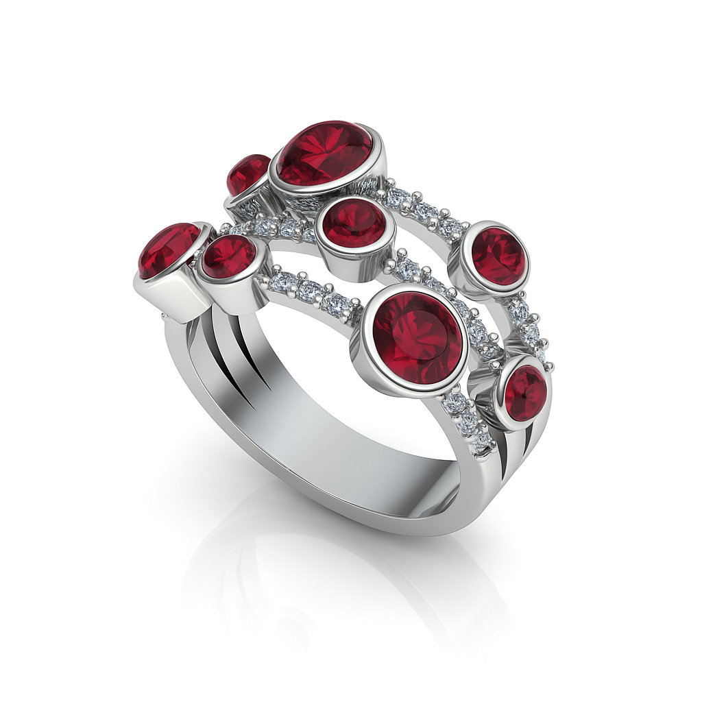 Red Garnet Cluster Ring Prata Jewlz