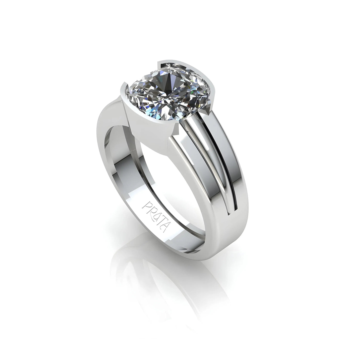 WHITE BAND CATHEDRAL ENGAGEMENT RING PRATA JEWLZ