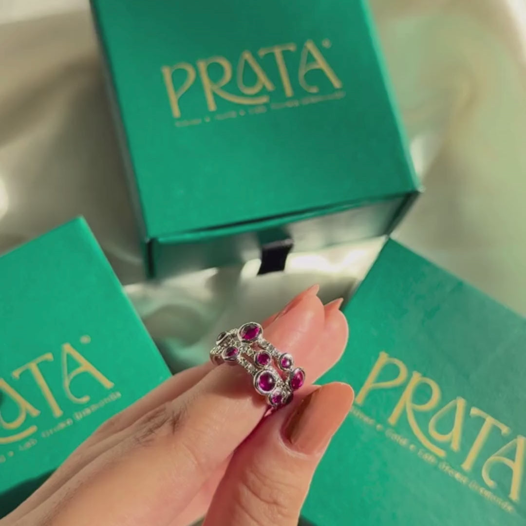 Red Garnet Cluster Ring